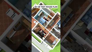 2 bedroom house plan 3d home house shorts [upl. by Eeslek477]