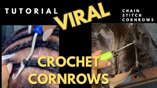 Tutorial VIRAL CROCHET CORNROW  A New Way To Cornrow  how to chain stitch cornrows [upl. by Moe505]