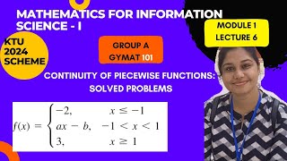 KTU BTECH MATHS FOR INFORMATION SCIENCESEM 1MOD 1CONTINUITY OF PIECEWISE FUNCTIONS PROBLEMS [upl. by Tiana288]