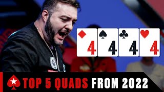 Top 5 QUADS HANDS OF 2022 ♠️ PokerStars [upl. by Malony433]