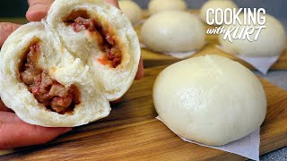 Goldilocks Siopao Asado Steamed Sweet BBQ Pork Buns  Filipino Char Siu Bao  Cooking with Kurt [upl. by Llertnauq374]