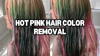 Removing Hot Pink Hair Color testing Out A New Hair Color Remover and Technique 😆 haircolor [upl. by Sansbury762]