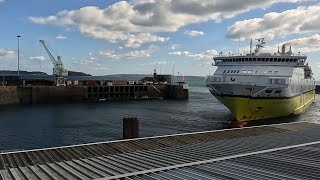 DFDS ship Seven Sisters berthing trial Guernsey [upl. by Yelhsa]