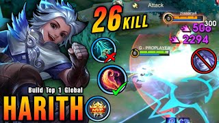 26 Kills MVP 175 Points Harith Best Build Gold Lane  Build Top 1 Global Harith  MLBB [upl. by Merc]