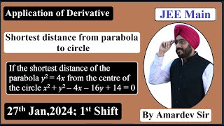 If the shortest distance of the parabola y2  4x from the centre of the circle [upl. by Laryssa]