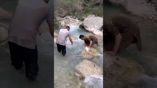 Two fisherman try their best to find fish from the stream fishingshorts mountains [upl. by Monreal]