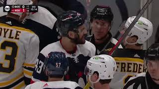 Tom Wilson goes to Charlie McAvoy not happy with the supposed embellishment on the Hooking Penalty [upl. by Anierdna]