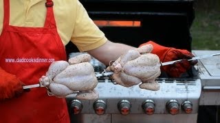 Rotisserie Grilling Two Chickens [upl. by Nylaret]