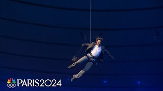 Tom Cruise performs legendary stunt during Paris Olympics Closing Ceremony  Paris Olympics [upl. by Aynnat932]