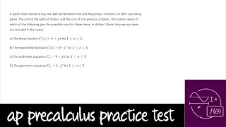 AP Precalculus Practice Test Unit 2 Question 5 Arithmetic Sequence Real Life Word Problem [upl. by Lien]