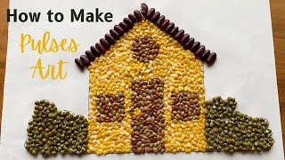 Drawing with Pulses  How to make a House using Pulses  School Projects Ideas  Pulses Craft Ideas [upl. by Niahs221]