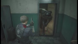 Resident Evil 2 REmake Mr X Pokes his head into save roomsafe room [upl. by Raab]