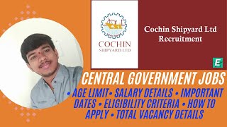 Cochin shipyard Limited Notification 2024 cochin job2024 notificationringtone centraljobs [upl. by Cristiona118]