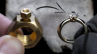 I TURN 2 HEX NUTS into a 1 Ct DIAMOND RING [upl. by Gnad]