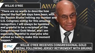 Willie O’Ree Receives Congressional Gold Medal Following Jersey Retirement With Bruins [upl. by Einnus]