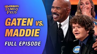 Gaten Matarazzo vs Maddie Ziegler Full Episode  Celebrity Family Feud [upl. by Akeenahs]