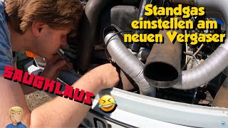 Trabant 601 Standgas einstellen vom Neuen Vergaser 28HB41 Läuft die Schüssel kleines Fahrvideo [upl. by Dibru]