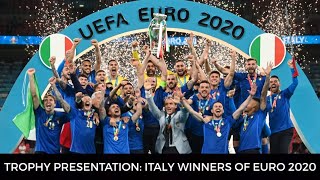 TROPHY PRESENTATION Italy Euro 2020 Winners The Trophy England Collecting RunnersUp Medals [upl. by Alletnahs]