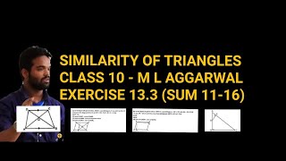 Similarity of triangles class 10  icse  M l Aggarwal  Exercise 133  Sum 11  16  cbse [upl. by Teddi]