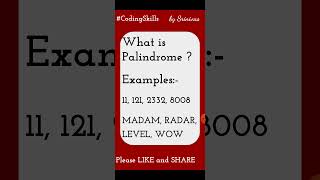 What is Palindrome  Coding Skills [upl. by Ennailuj]