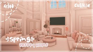 Preppy Blush Large Family Home Interior  Bloxburg House Build [upl. by Melan]