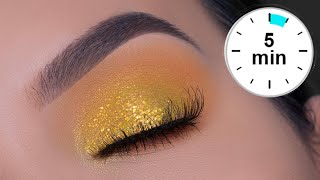 5 MINUTE Easy Golden Eye Makeup  Beginner Friendly Holiday Look [upl. by Iadahs]