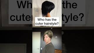 WHOSE HAIR IS CUTER 😍 hairstyle hair haircare shorts funny trending [upl. by Akanke265]