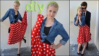 Spódnica z koła Jak uszyć spódnicę na lata 50te CZ IIHow to make a full circle skirt DIY CZ II [upl. by Rexferd]