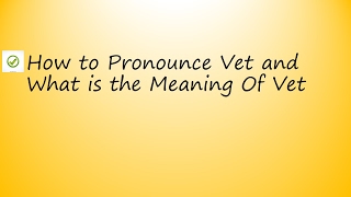 ✔️ How to Pronounce Vet and What is the Meaning of Vet By Video Dictionary [upl. by Mignon965]