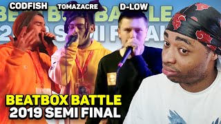 TOMAZCARE VS CODFISH amp DLOW  2019 BeatboxFinals [upl. by Kerat]