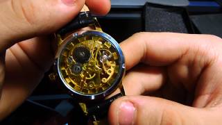 Watch Review AMPM24 Black Skeleton Mechanical Watch PMW197 [upl. by Assenej866]