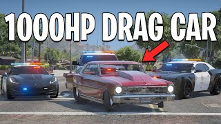 Running From Cops with 1000HP Drag Car in GTA 5 RP [upl. by Nosnaj]