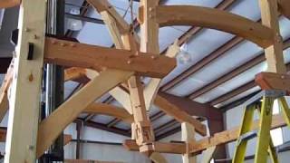 Cabin Creek Timber Frames raises a 12x12 compound joinery [upl. by Adnawot]