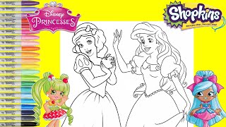 Disney Princess Makeover as Shopkins Shoppies Blossom Apples and Jascenta Coloring Book Pages [upl. by Jaal]