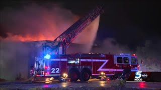 Part of northwest Oklahoma City building collapses due to fire [upl. by Cone]