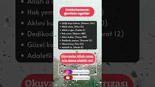 ÖĞRENMENİZ GEREKEN AYETLER  DiniHikayelerTurkiye hadislerleislam ayetler [upl. by Flori]