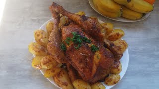 دجااج بلدي في الفرن مع البطاطاPoulet Rôti Au Four Facile pomme de terre recette facile [upl. by Dnomar217]