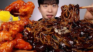 보배반점 짜장면 처갓집 양념치킨 너무 맛있쩌욧  ASMR MUKBANG BLACK BEAN NOODLES SWEET CHICKEN EATING SHOW 먹방 [upl. by Alic]