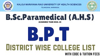 KNRUHS  BPT District wise colleges list with codes amp tuition fee details knruhs bpt bptp [upl. by Kala]