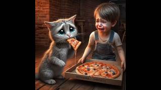 Pizza eating cat trending virlvideo cat ytshort cute [upl. by Jackie81]