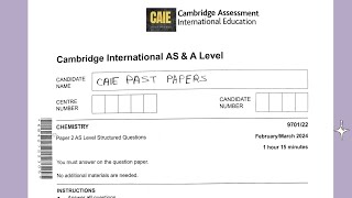 970122FM2024As LevelChemistry P2Cambridge [upl. by Maram]