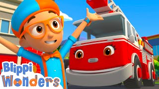 Frankie the Firetruck  Blippi Wonders  Kids Cartoons  Party Playtime [upl. by Blain]