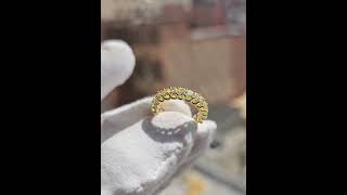 Natural Radiant Cut Fancy Yellow Diamond Eternity Band U Setting [upl. by Ainig]