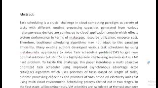 Multi Objective Prioritized Task Scheduler Using Improved Asynchronous Advantage Actor Critic a3c Al [upl. by Resee]