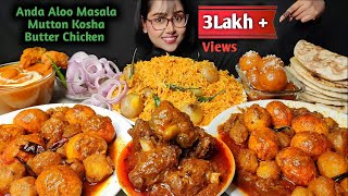 Eating Egg Masala Mutton Kosha Butter Chicken Gulab jamun  Big Bites  Asmr Eating  Mukbang [upl. by Ordisi32]