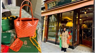 Unboxing my first Goyard Bag  Goyard mini Anjou in orange colour 😍 goyarddesignerbagsparisvlog [upl. by Niawtna]