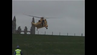 Seaking helicopter ditches in field while on a rescue making a very hard landingwhitby [upl. by Ahtanoj]