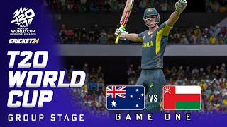 T20 WORLD CUP Group Stage  AUSTRALIA v OMAN  Cricket 24 Gameplay [upl. by Neelyhtak440]