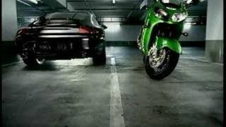 KAWASAKI ZX12R VS PORSCHE [upl. by Eugilegna]