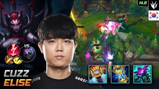 Cuzz Elise Jungle Build Hextech Rocketbelt Electrocute  LOL KR Challenger Patch 148 [upl. by Abbate84]